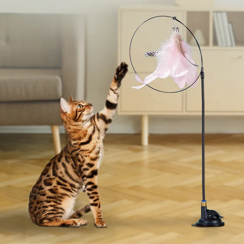 Feather and Bell Cat Wand Toy