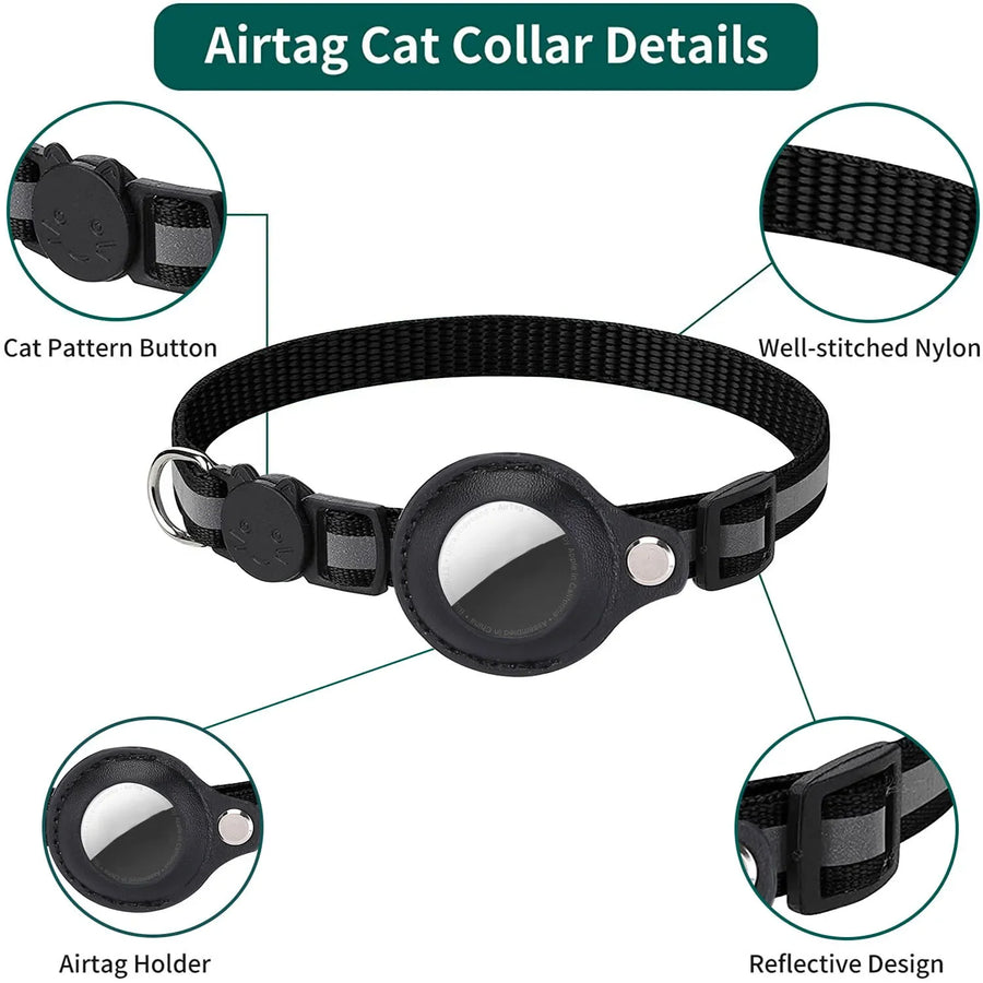Reflective Cat Collar with Tracker Holder