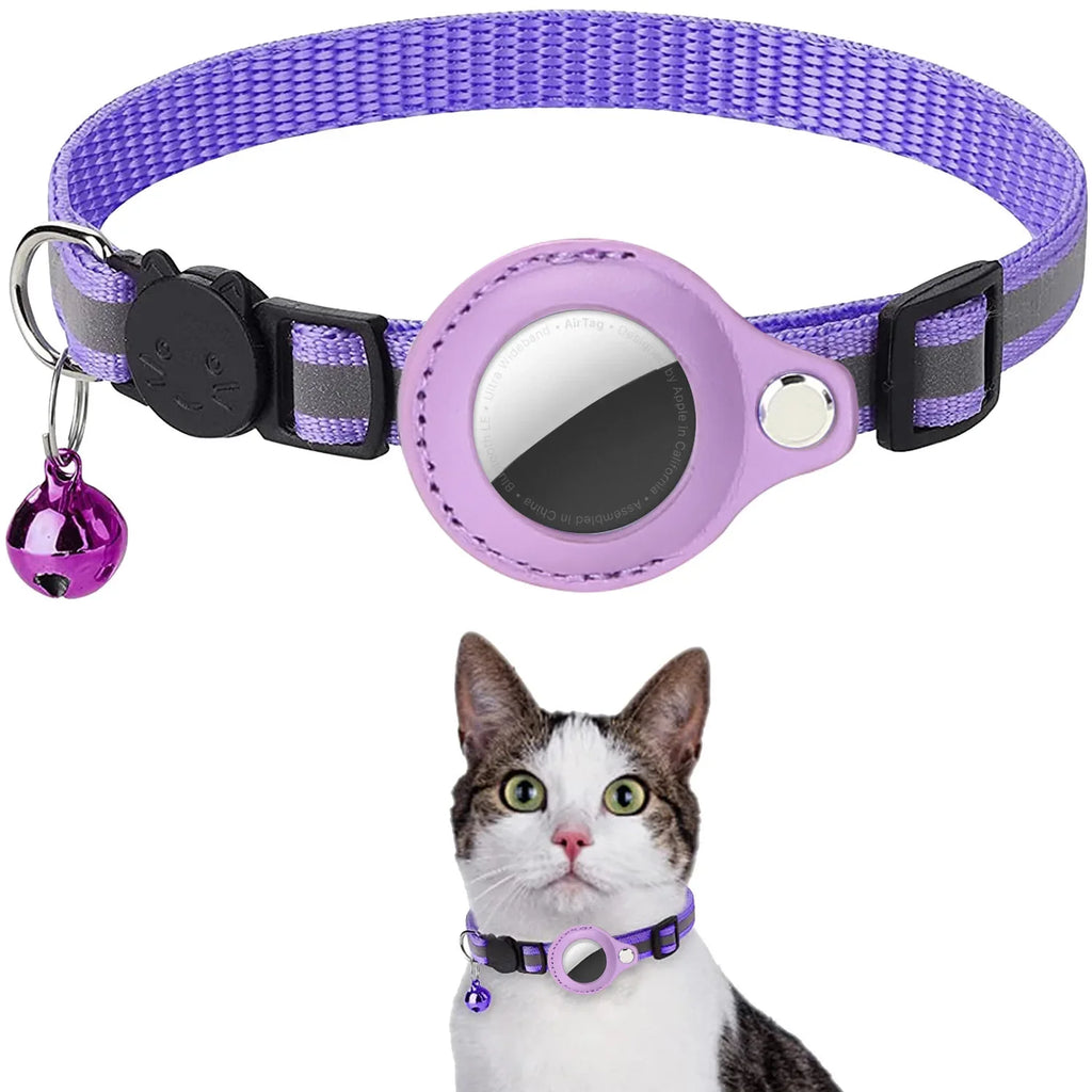 Reflective Cat Collar with Tracker Holder