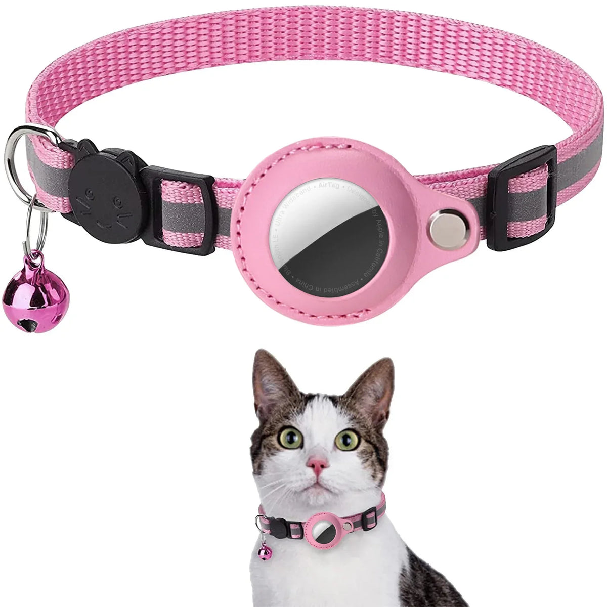 Reflective Cat Collar with Tracker Holder