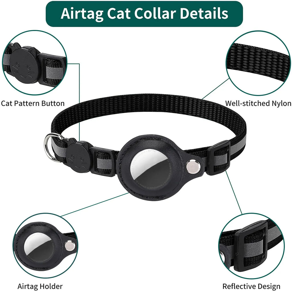 Reflective Cat Collar with Tracker Holder