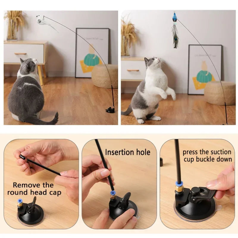 Feather and Bell Cat Wand Toy