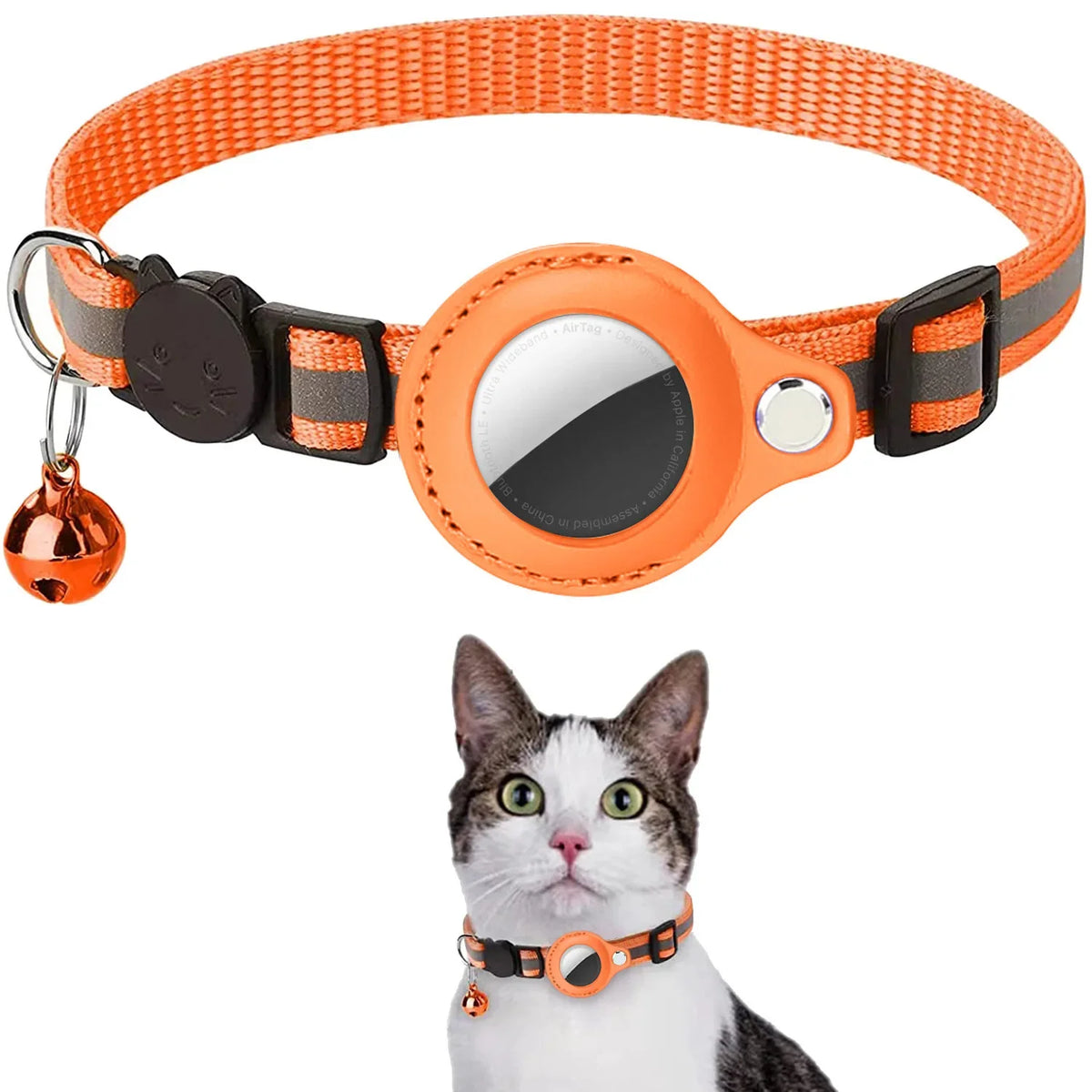 Reflective Cat Collar with Tracker Holder