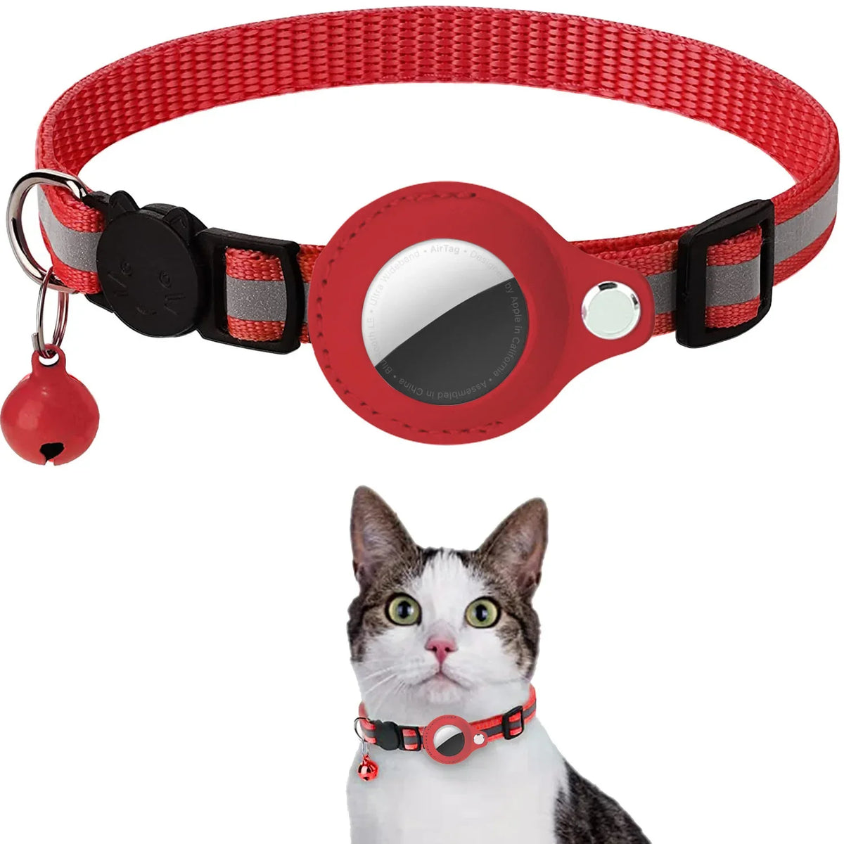 Reflective Cat Collar with Tracker Holder