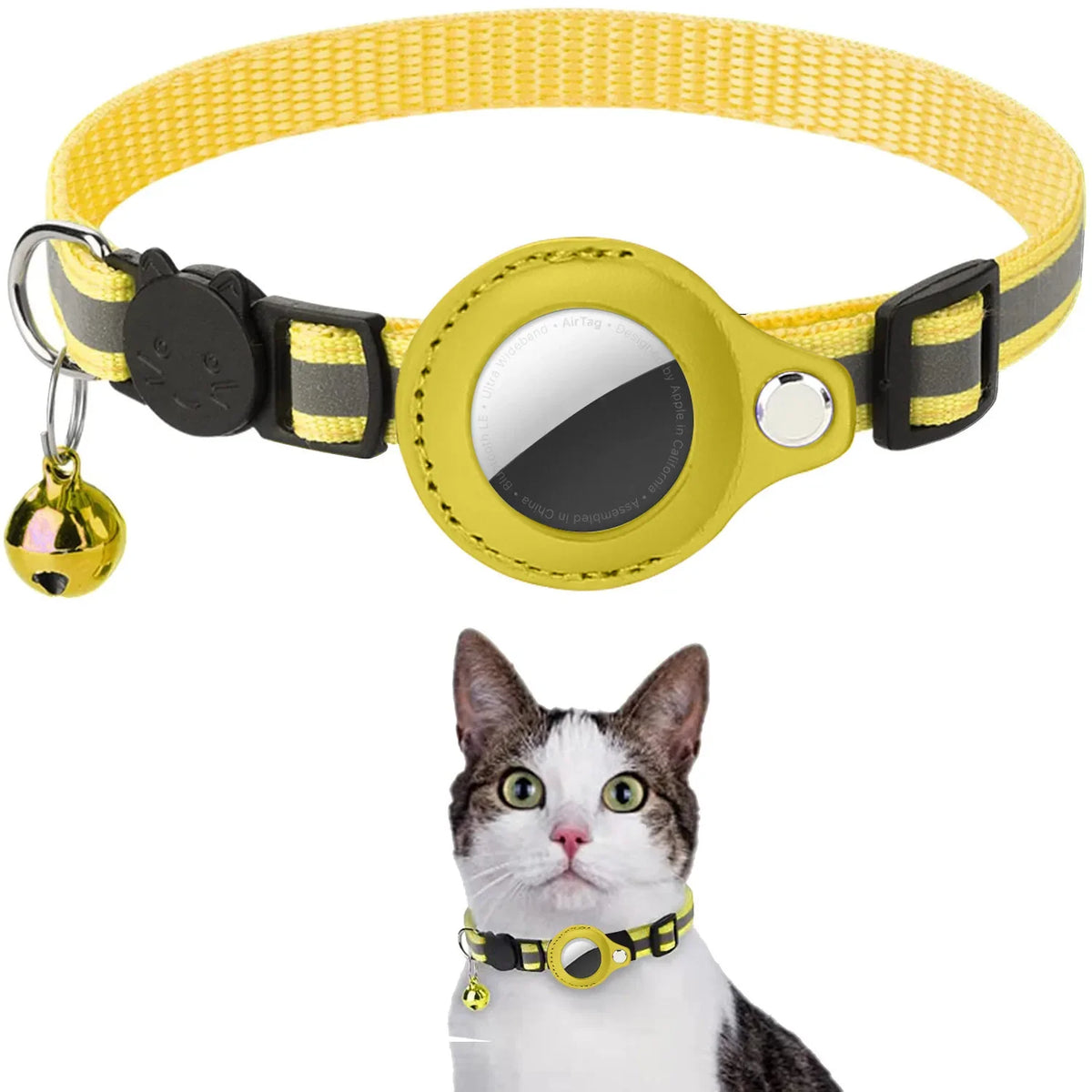 Reflective Cat Collar with Tracker Holder